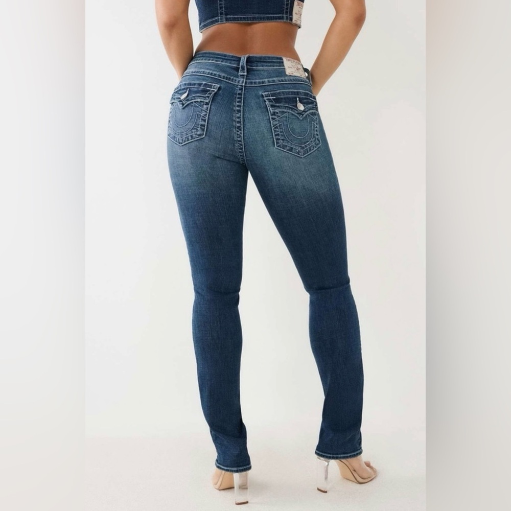 True Religion Stretch Women's Billie Mid Rise Straight Leg 32 Tall Fit 14 16